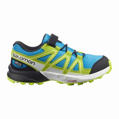 Salomon SPEEDCROSS CLIMASALOMON™ WATERPROOF - Lasten Polkujuoksukengät - Sininen/Vihreä